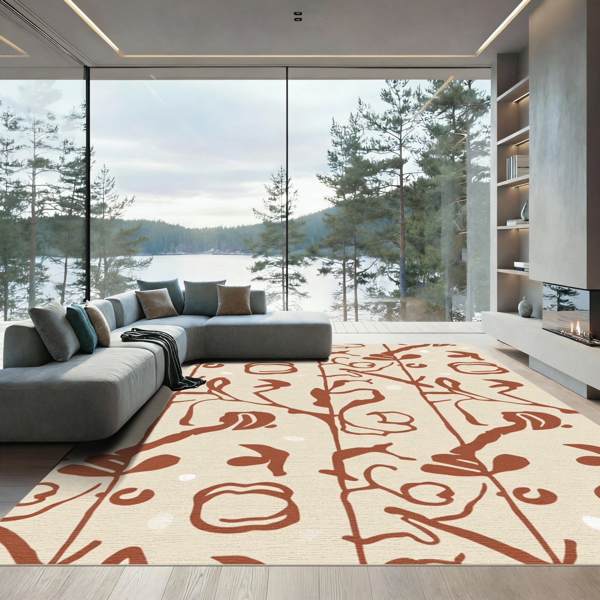 Brown Abstract Willow Grove Rug