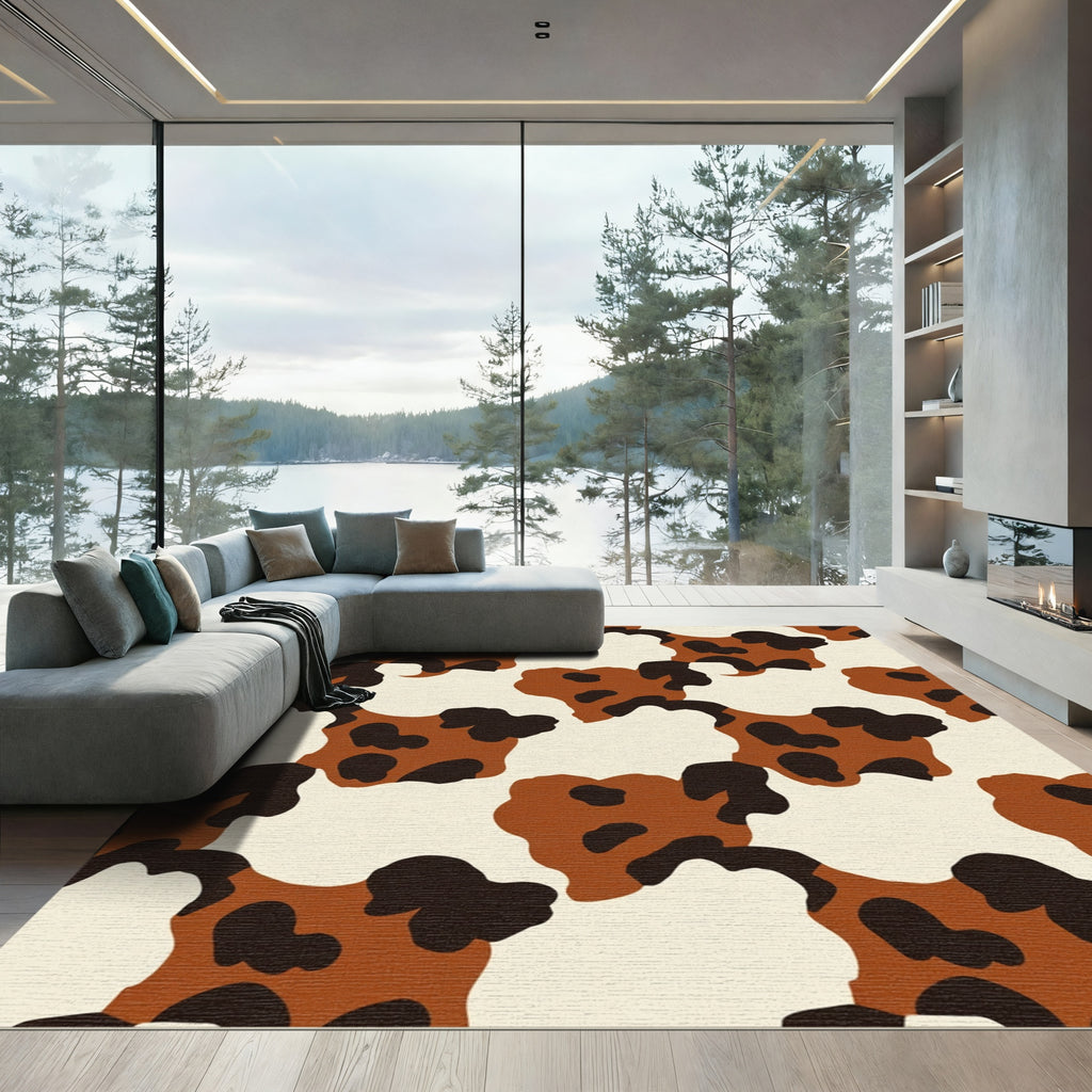 Brown White Spotted Organic Shapes Rug