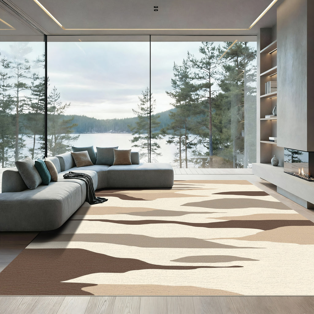 Abstract Earthy Tone Landscape Dunes Rug