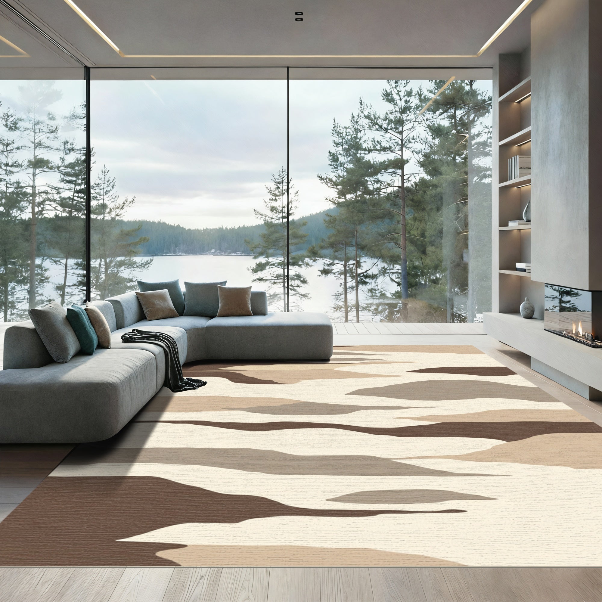 Abstract Earthy Tone Landscape Dunes Rug