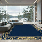 Golden Art Nouveau Floral Border Rug