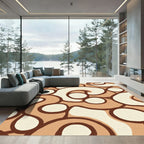 Earthy Swirl Abstract Organic Shapes Rug