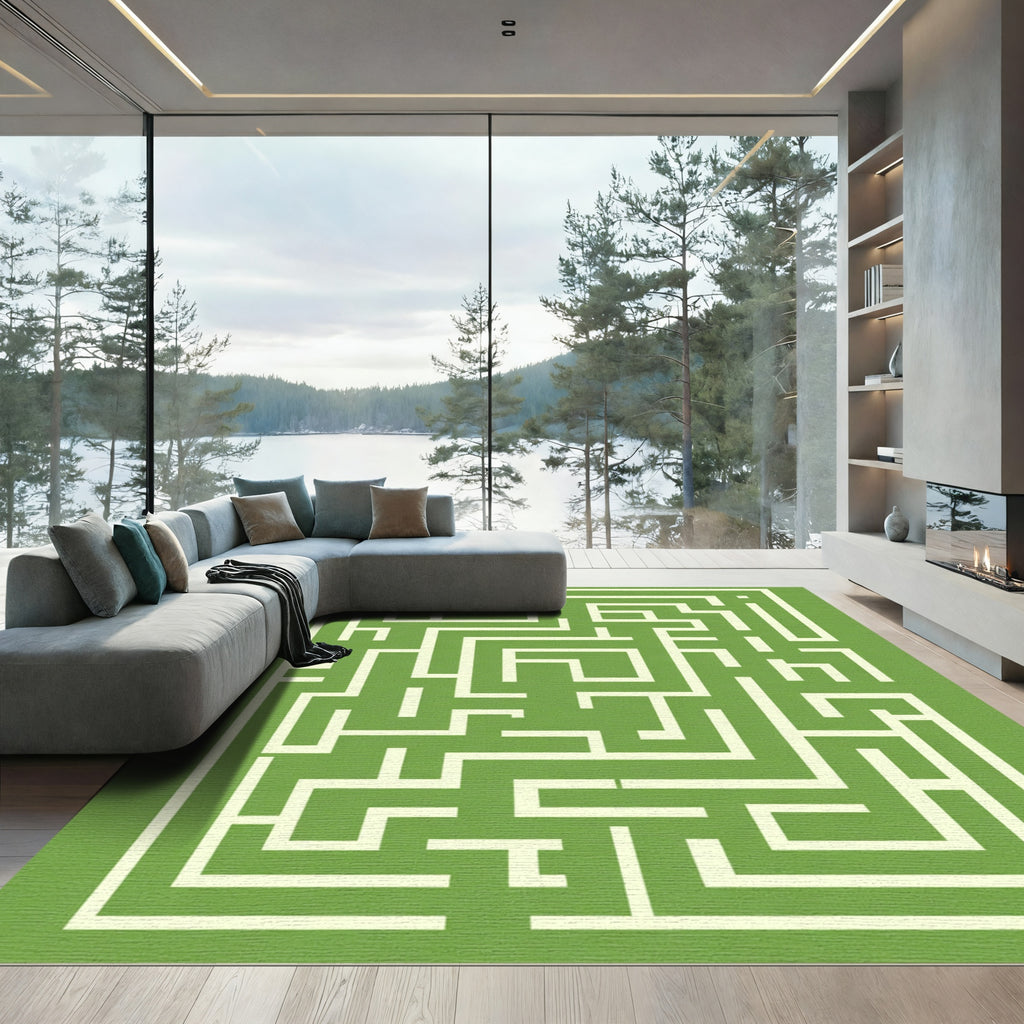 Verdant Yellow Labyrinth Maze Rug