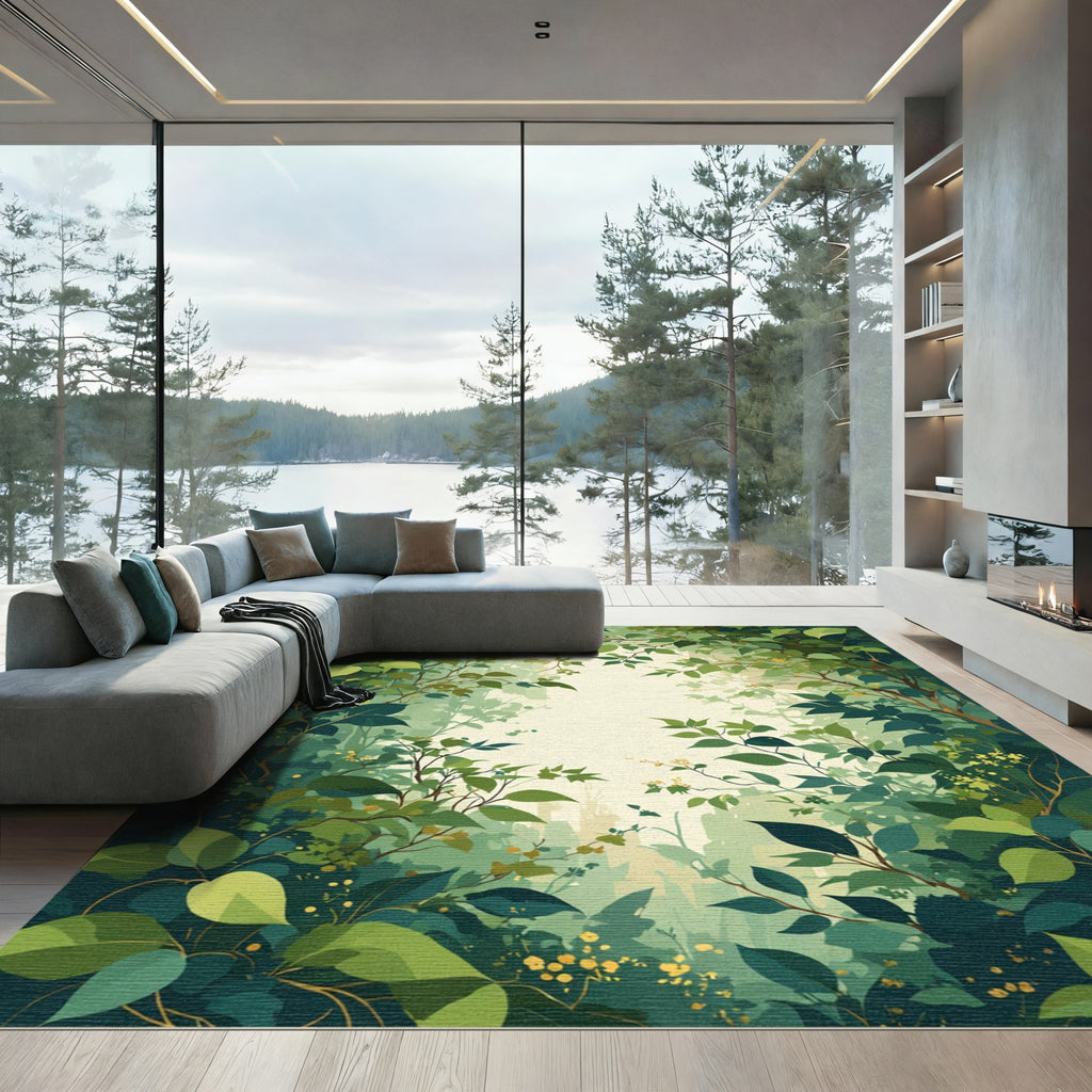 Lush Verdant Forest Canopy Vines Rug
