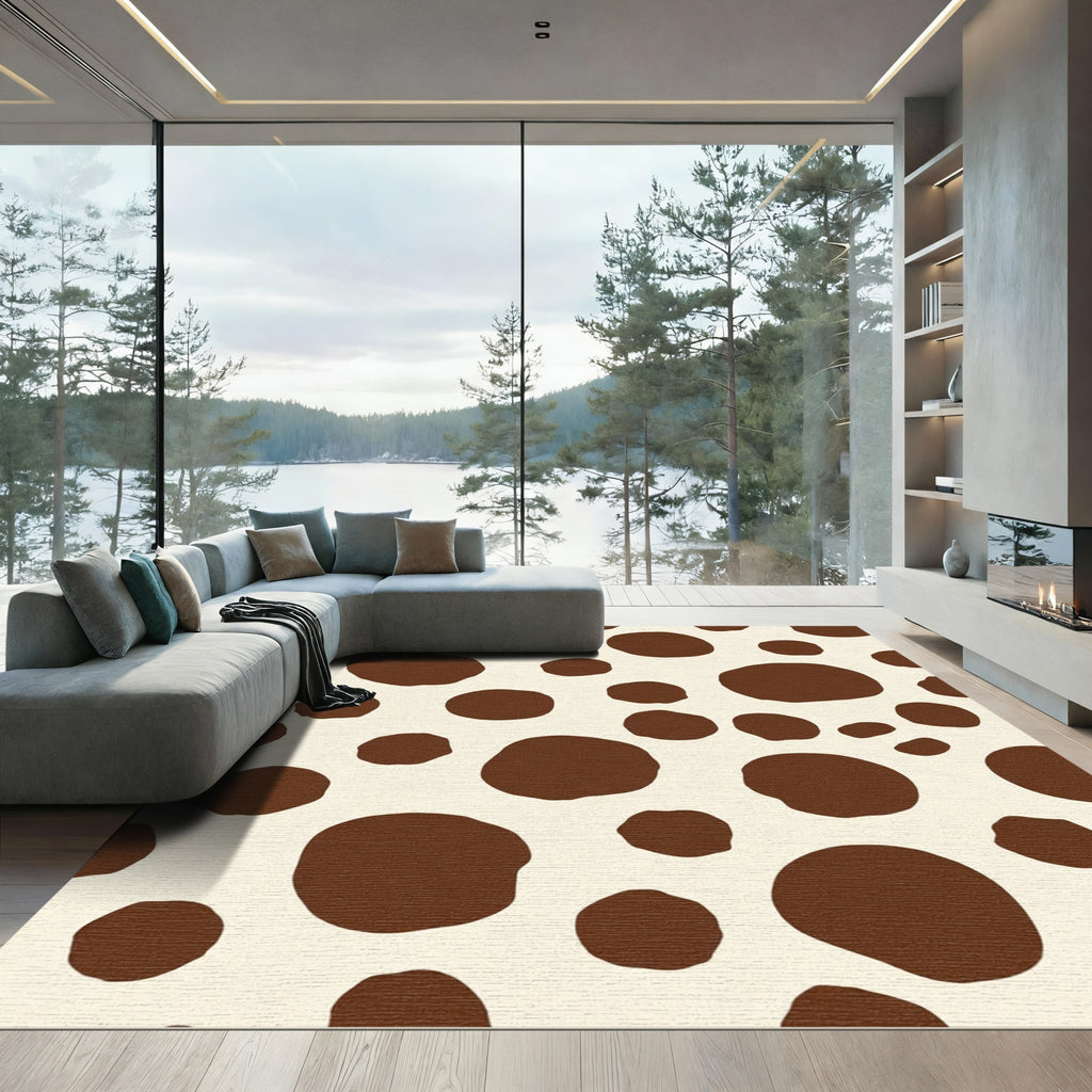 Brown Spotted Cream Contemporary Rug