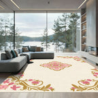Pink Center Bloom Corner Accents Rug