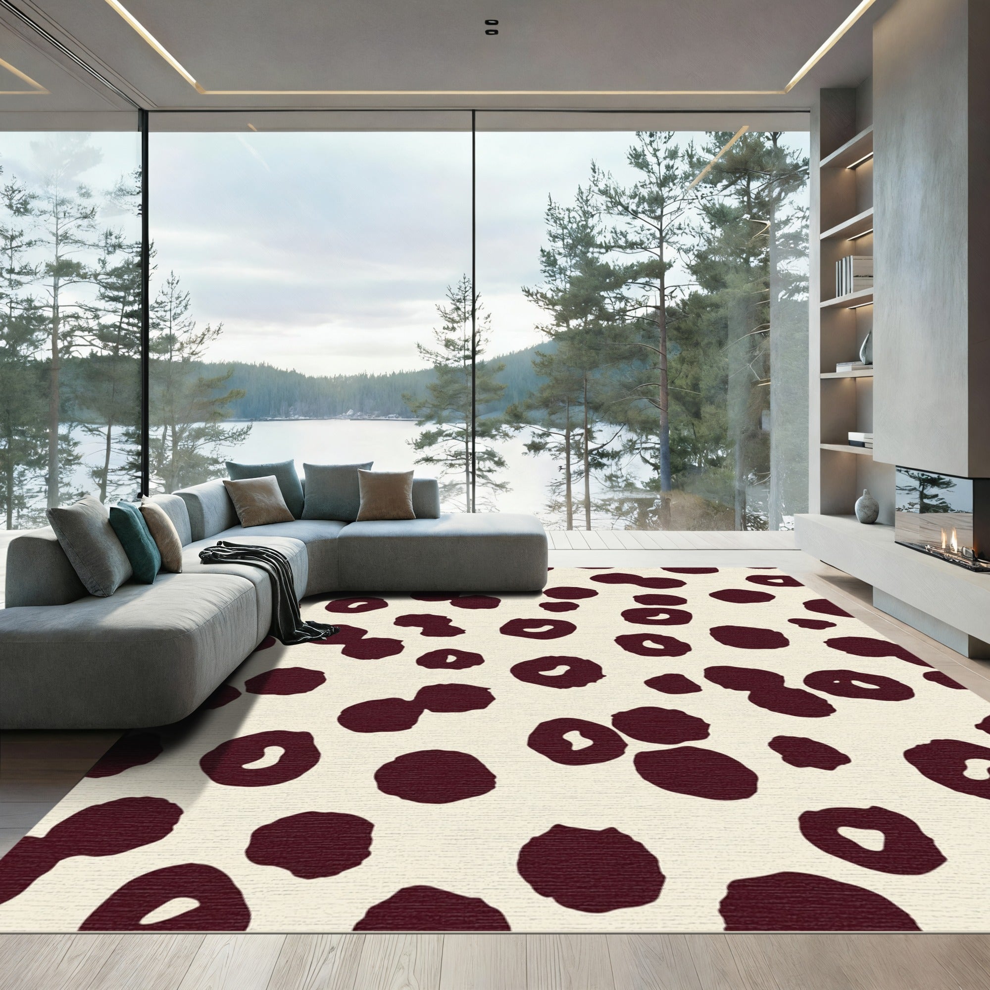 Black Spots Cream Abstract Spots Rug