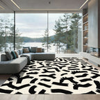 Black Abstract Organic Brushstroke Rug