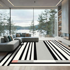 Minimalist Black White Gray Stripes Rug