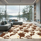Brown Cream Organic Splatter Swirl Rug