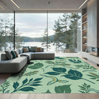 Deep Green Leafy Foliage Sprigs Rug