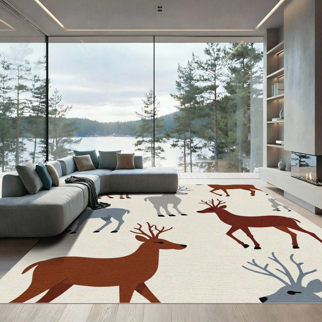 Charming Deer Autumn Woodland Ensemble Rug