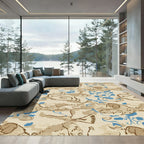Tan Khaki Abstract Animal Line Art Rug
