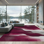 Crimson White Stardust Nebula Abstract Rug