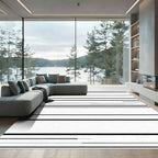 Modern Black White Striped Lines Rug