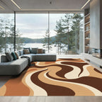 Retro Earthy Swirl Abstract Rug