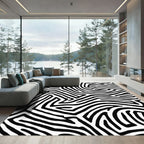 Black White Maze Stripes Rug