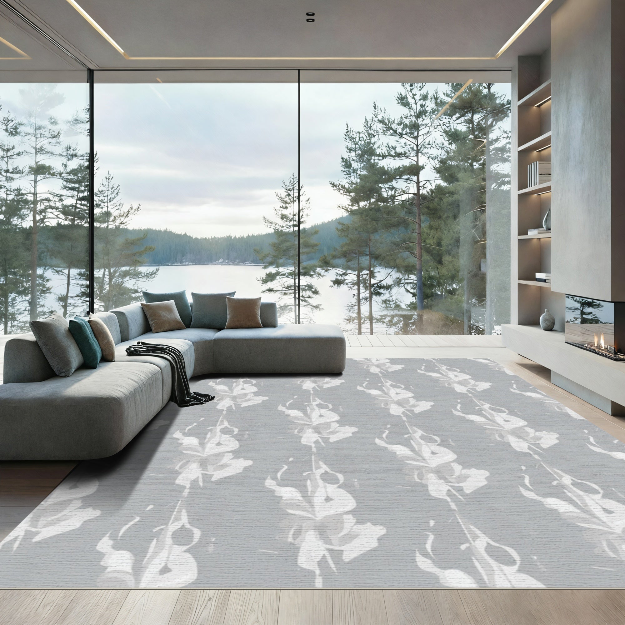 Monochromatic Abstract Vertical Blossom Rug