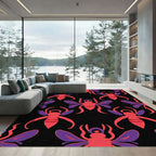 Red Purple Insect Repeat Rug