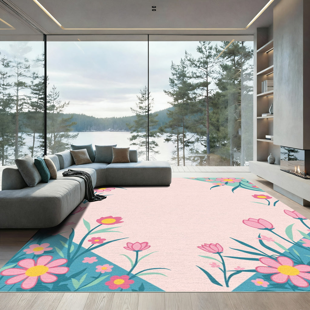 Pink Bloom Garden Accents Rug