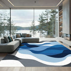 Oceanic Blue Layers Flowing Rug