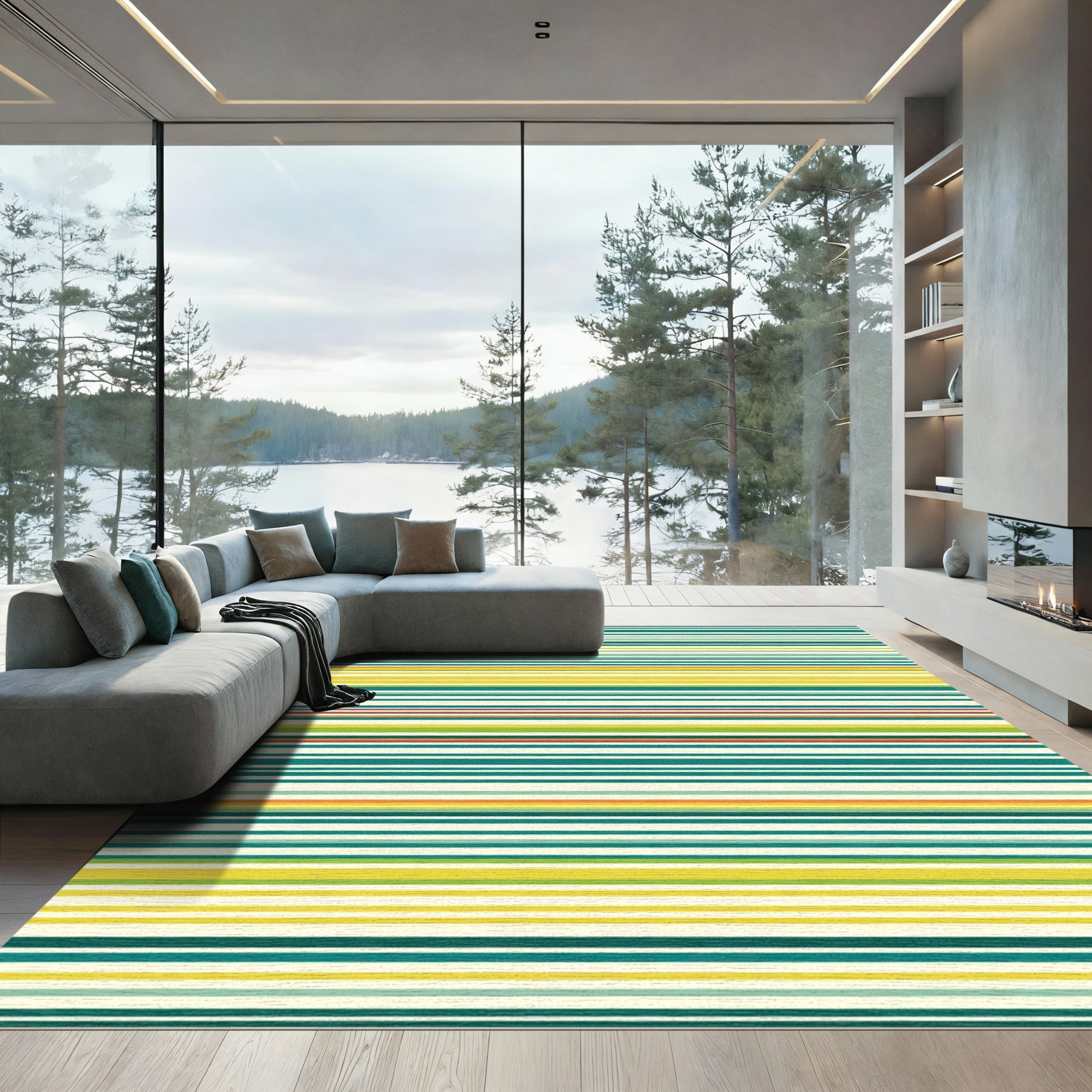Colorful Horizontal Stripe Accent Rug