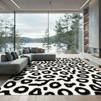 Bold Black Spots Cream Background Rug