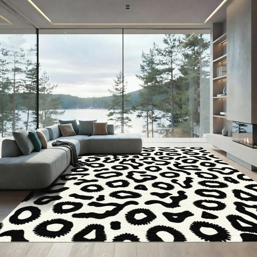 Bold Black Spots Cream Background Rug