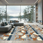 Abstract Blue Rust Organic Stripe Rug