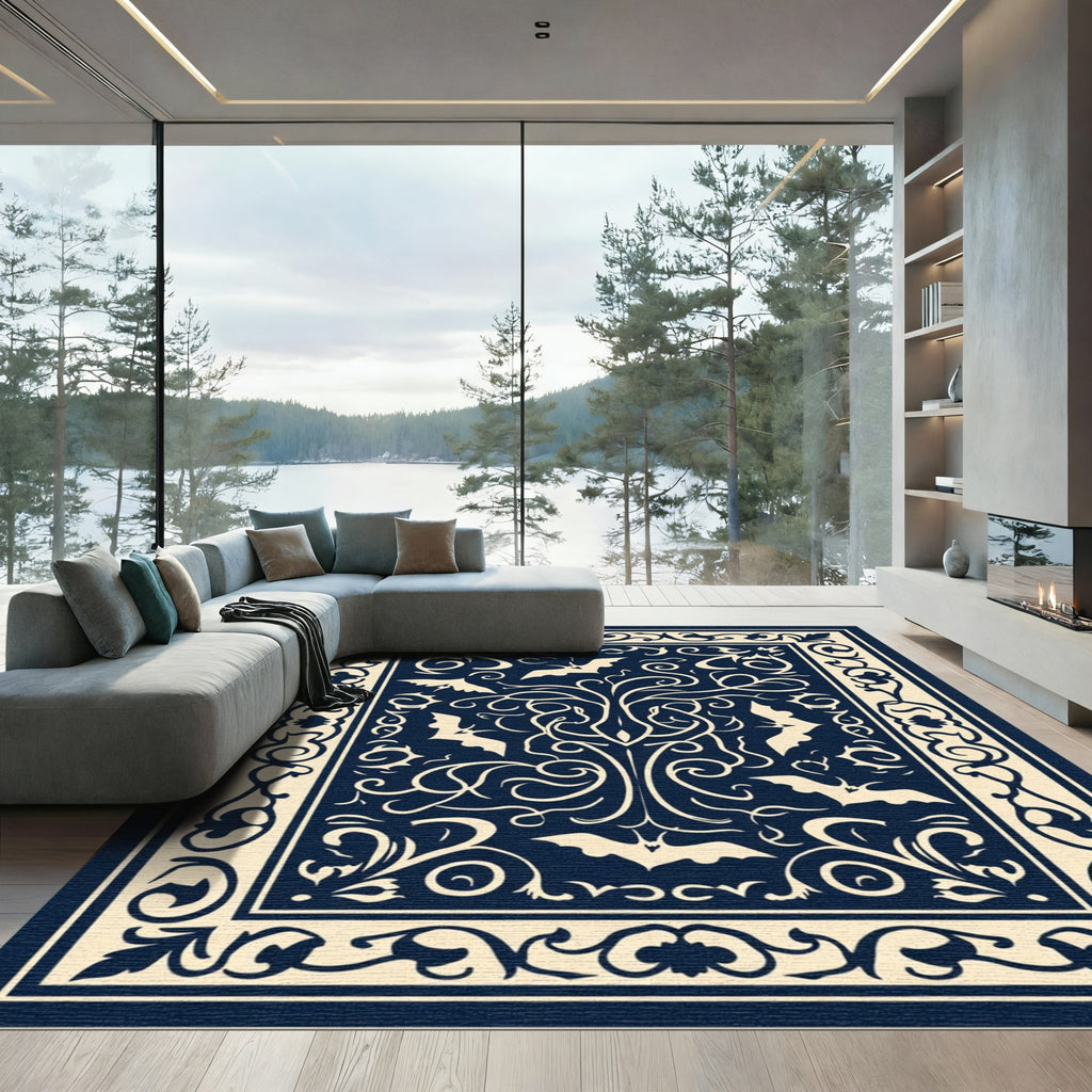 Gothic Bat Vine Illuminating Night Scroll Rug