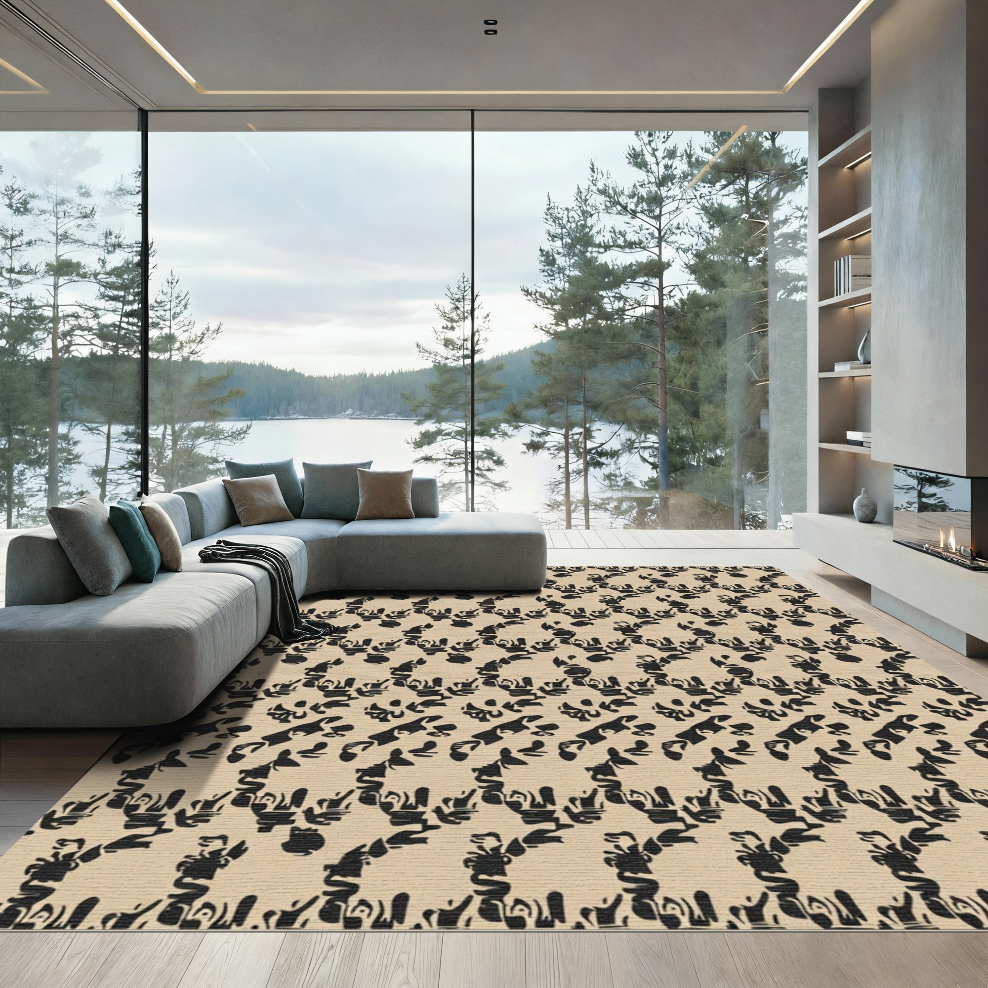 Black Tangle Contemporary All-Over Rug