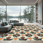 Retro Brown Green Amber Abstract Collage Rug