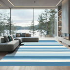 Coastal Blue And Cream Stripe Rug
