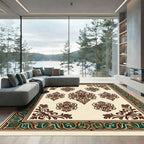 Rich Brown Cream Floral Damask Accents Rug