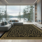 Black Gold Intricate Line Art Rug