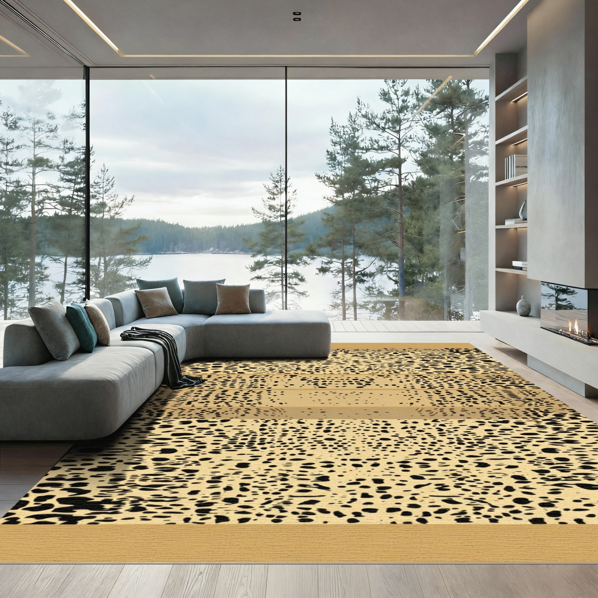 Sandy Beige Black Speckled Stripe Rug