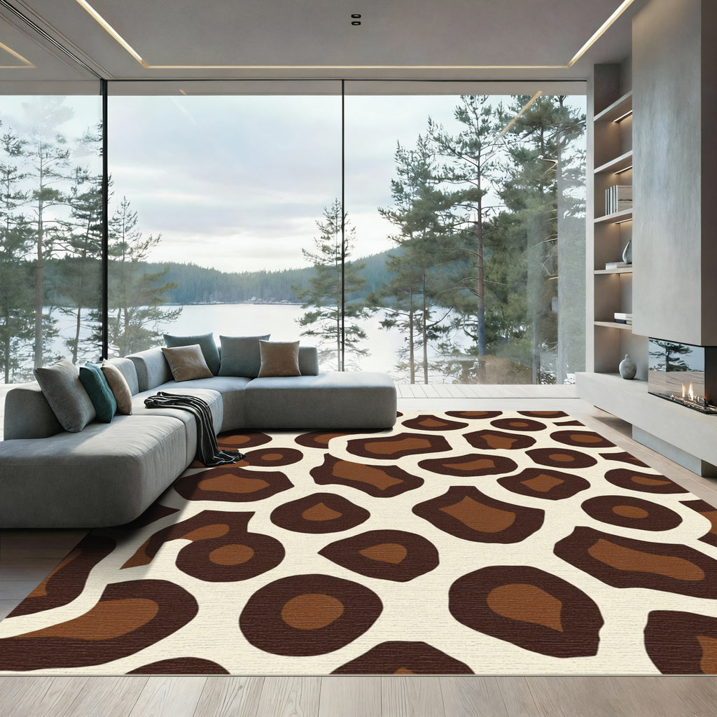 Bold Brown Giraffe Spots Rug