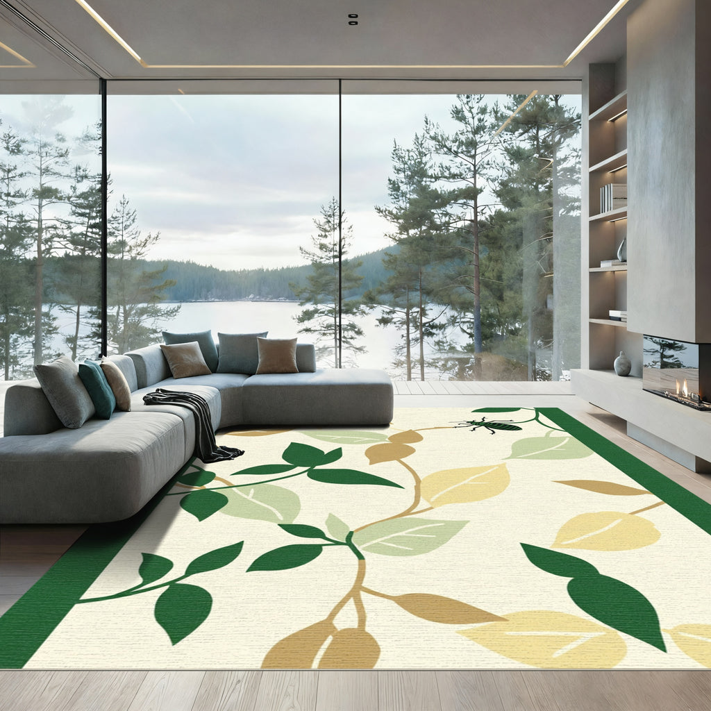 Green Insects And Leaves Garden Rug