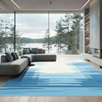 Oceanic Light Blue Abstract Stripes Rug