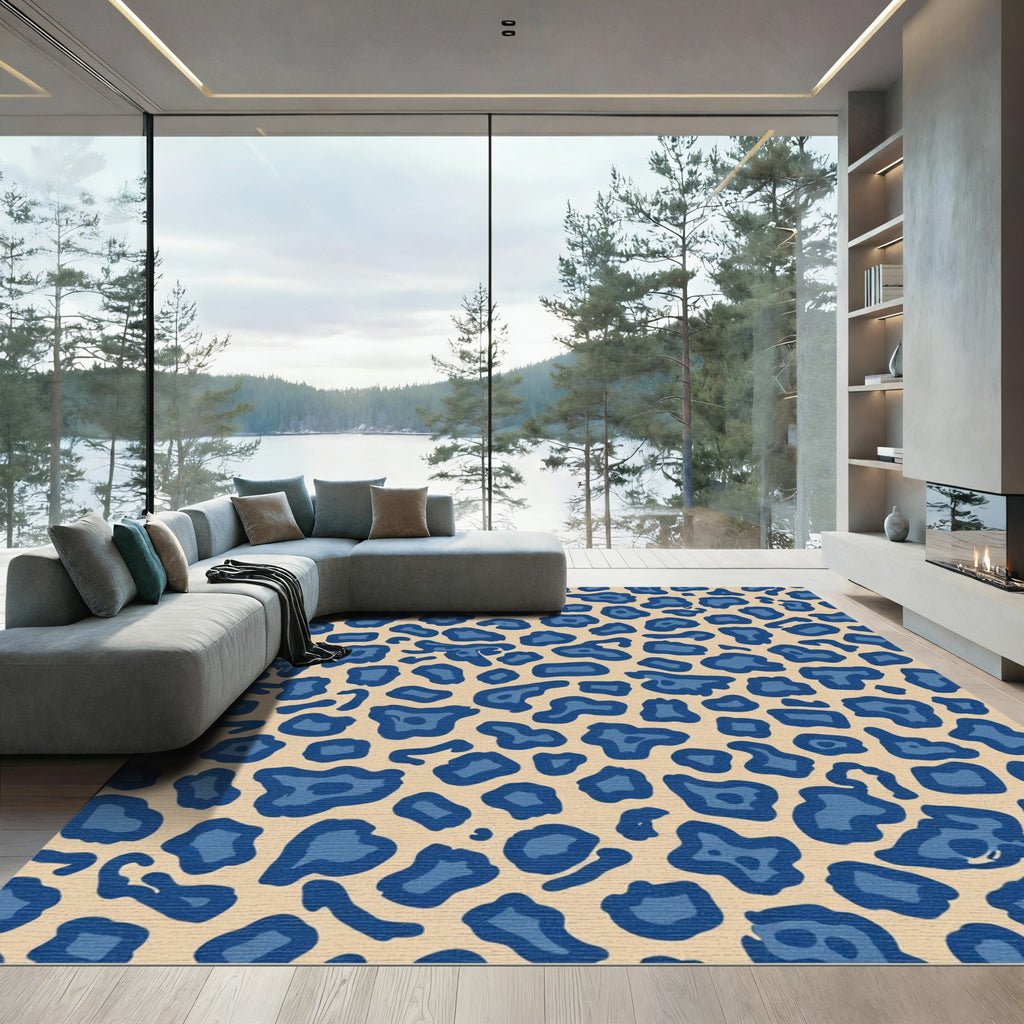 Modern Blue Leopard Spot Area Rug