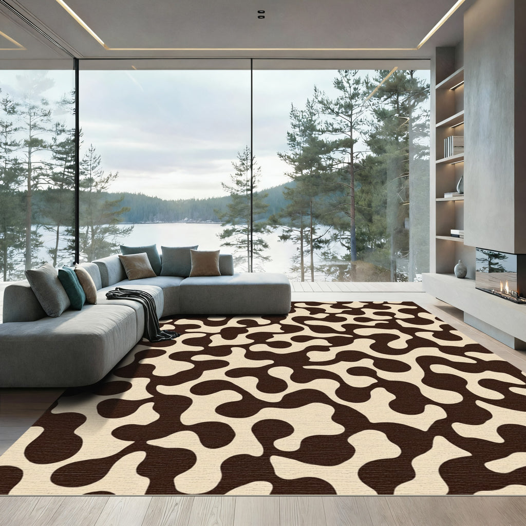 Brown Beige Organic Amorphous Flow Rug