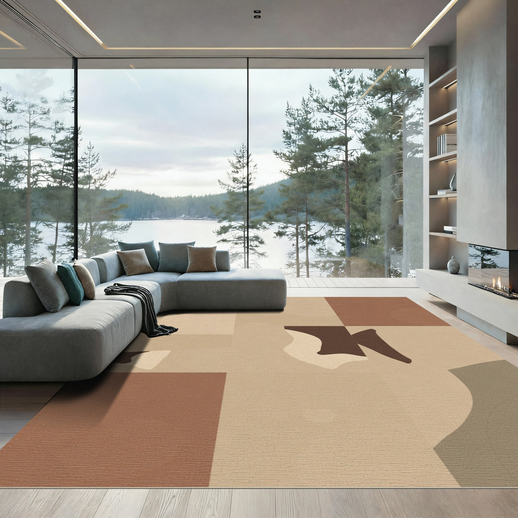 Earthy Abstract Organic Shape Composition Rug
