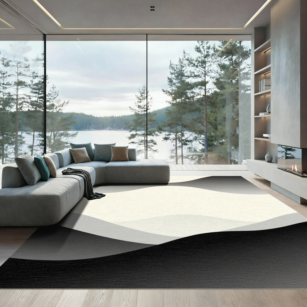 Monochromatic Gradient Wavy Landscape Rug