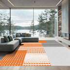 Orange and Gray Geometric Stripe Rug