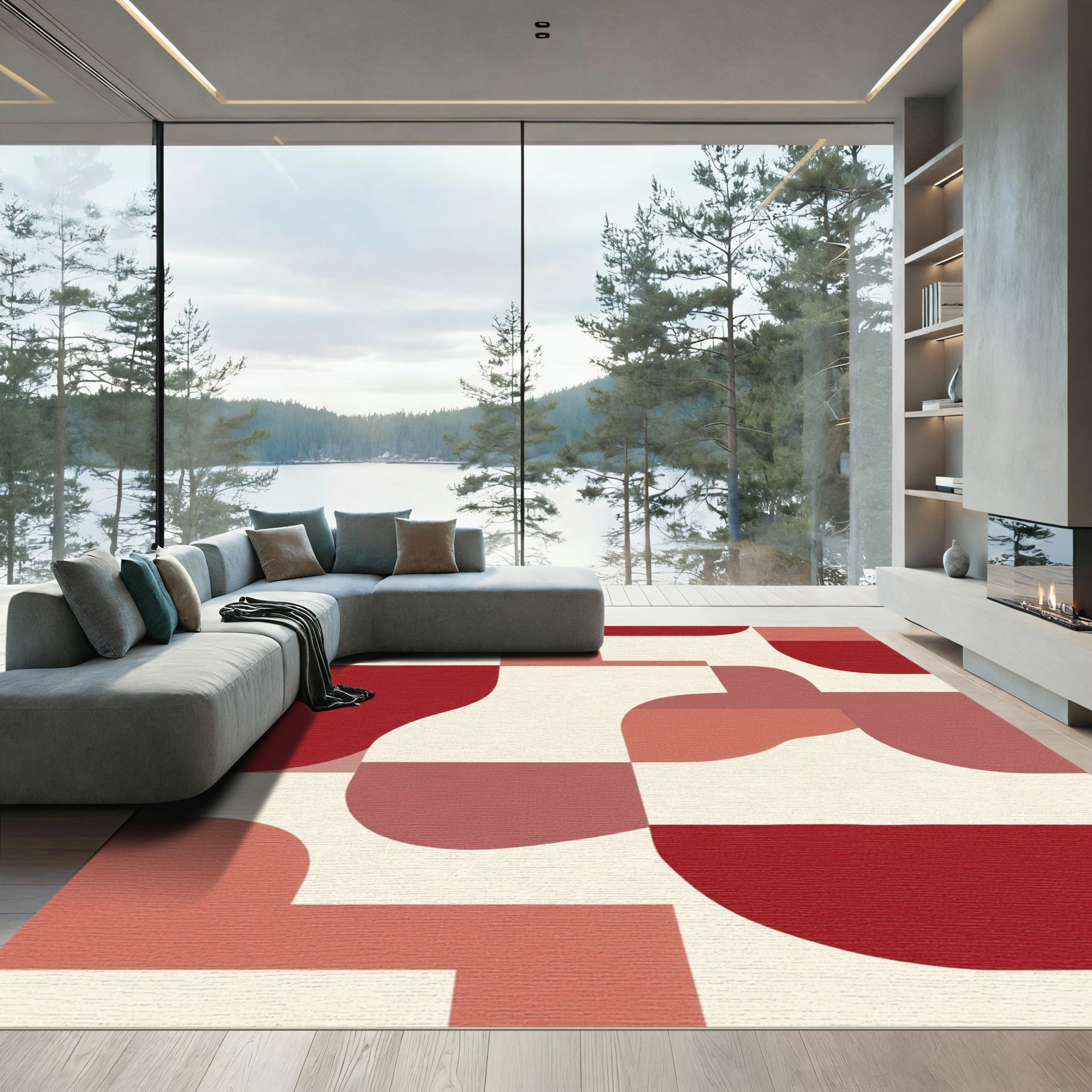 Color Block Mid Century Curves Rug