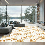 Earthy Tan Abstract Brushstroke Arrangement Rug