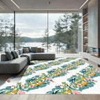 Colorful Abstract Floral Branch Arrangement Rug