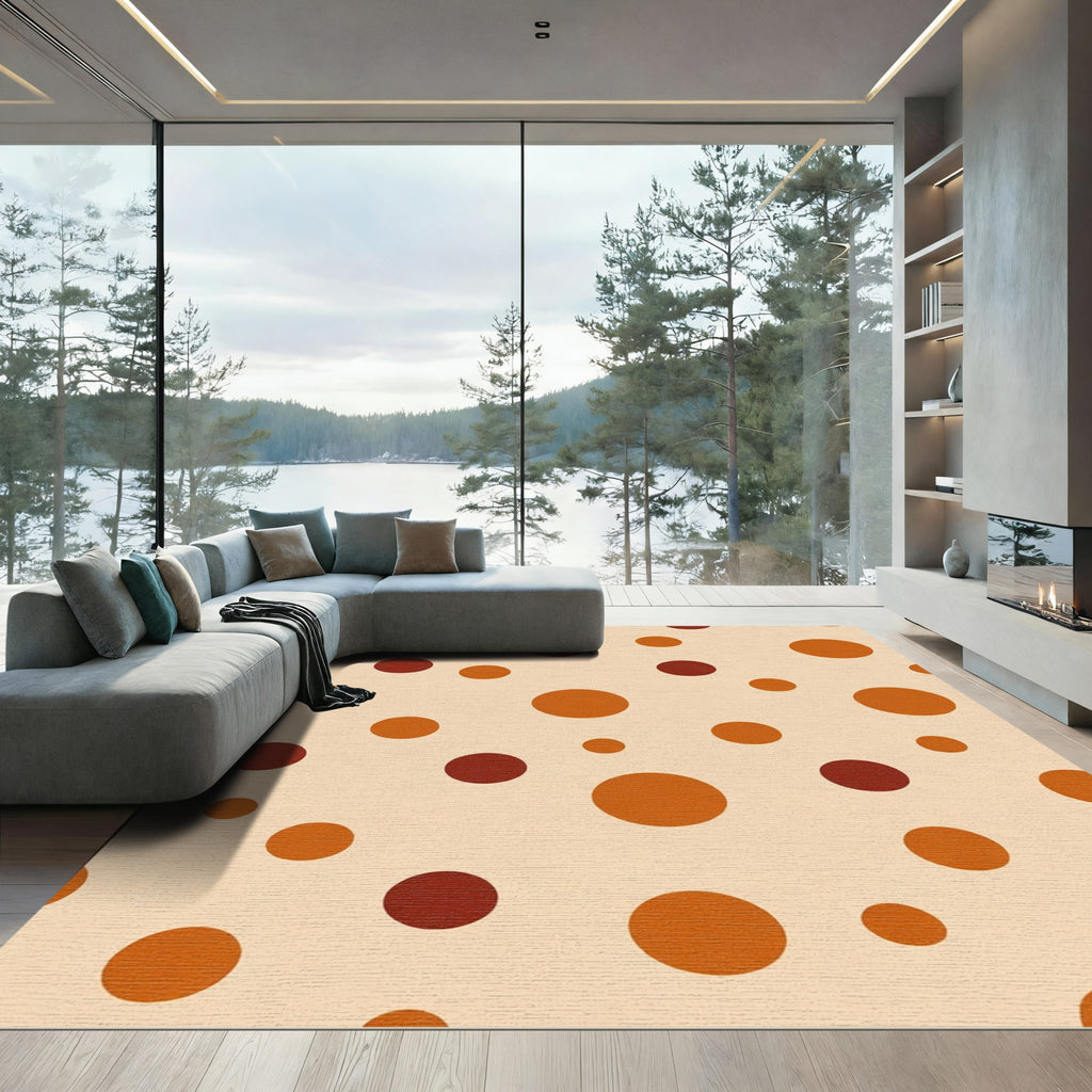 Retro Amber Circles Spot Rug