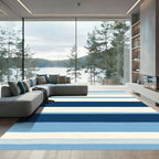 Varied Blue Horizontal Stripe Rug