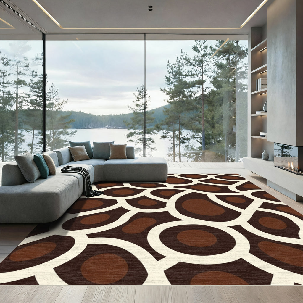 Brown Ivory Organic Blob Rug